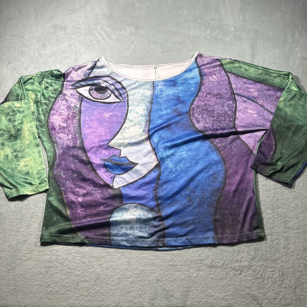 Y2k 2000s Abstract Jazzy Fancy Whimsical Top Womens 3XL Shirt long Sleeve